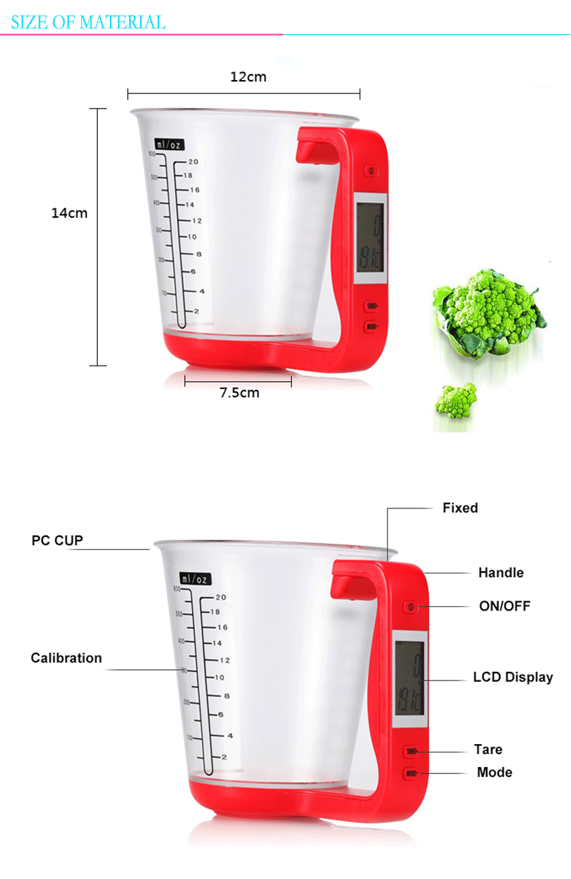 RMU瑞美裕厨房秤电子量杯烘焙秤1KG600ML液体量杯厨房电子秤详情10