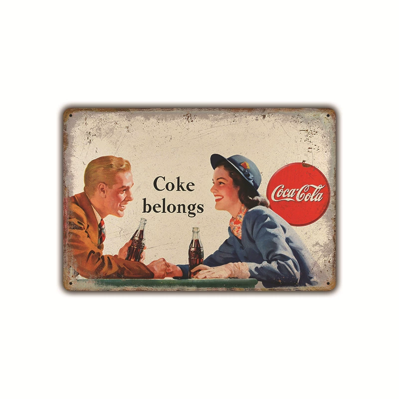 Безрамочная металлическая вывеска (Coca-Cola) ретро рекламный плакат, 20×30 см, винтажное декоративное украшение