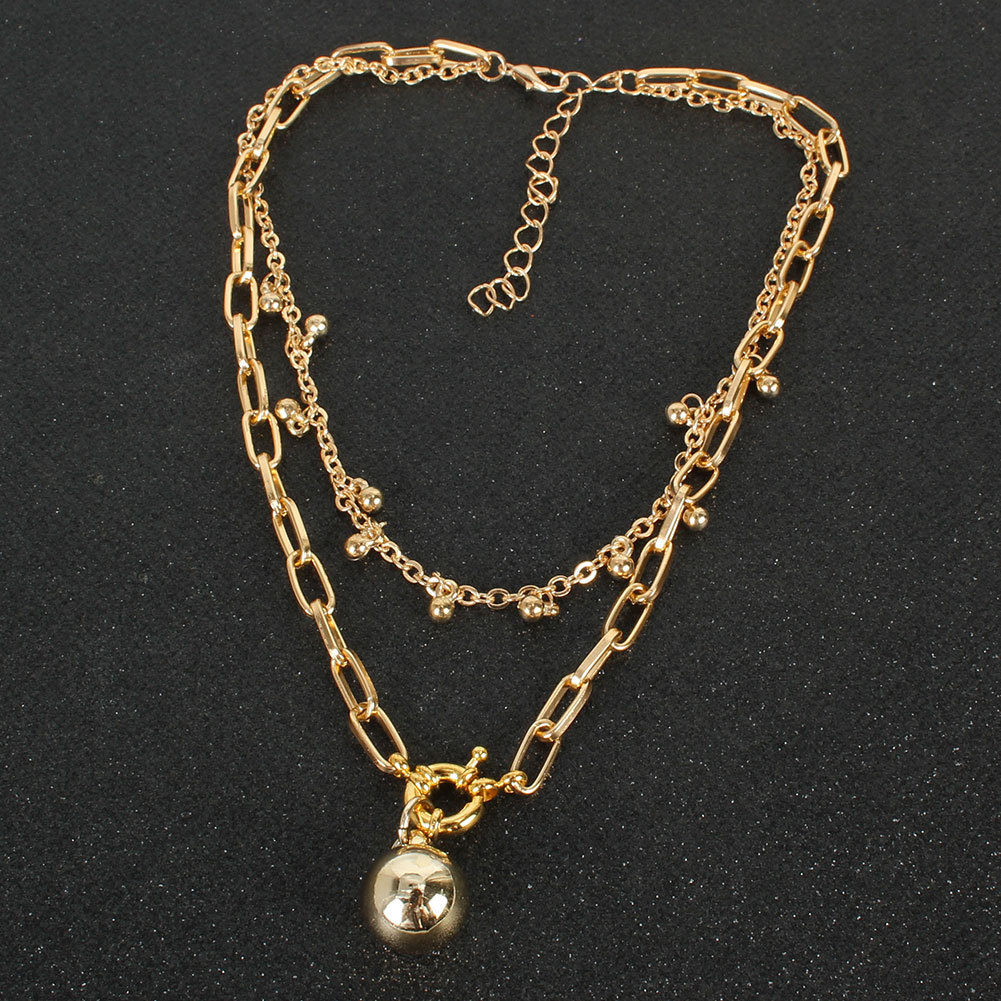 Fashion  Retro Alloy Ball Pendant Box Chain Double Layer Necklace display picture 3