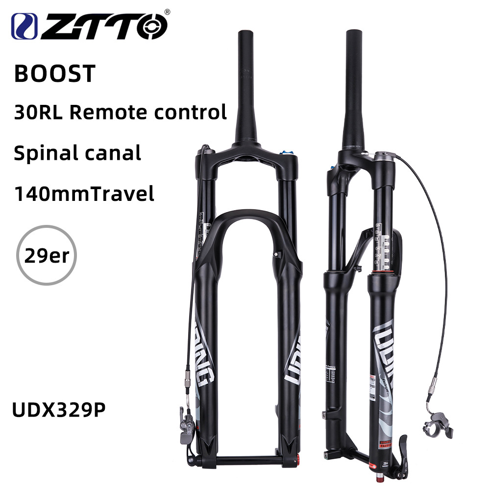 Tenedor delantero de bicicleta de montaña Tubo cónico de 29 pulgadas Eje de barril controlado por cable Carrera 140 Tenedor de aire de aleación de magnesio Tenedor delantero bloqueable