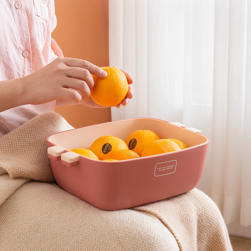 Nordic drain basket creative home kitchen double-layer multi-functional contrasting color thickened fruit basin storage basket vegetable basin