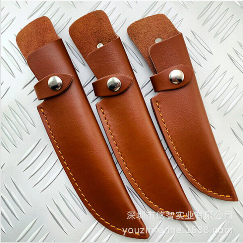 Outdoor Cowhide Knife Sheath Knife Cover Multi-Specification Universal Knife Pants Small Straight Knife Leather Protective Cover
