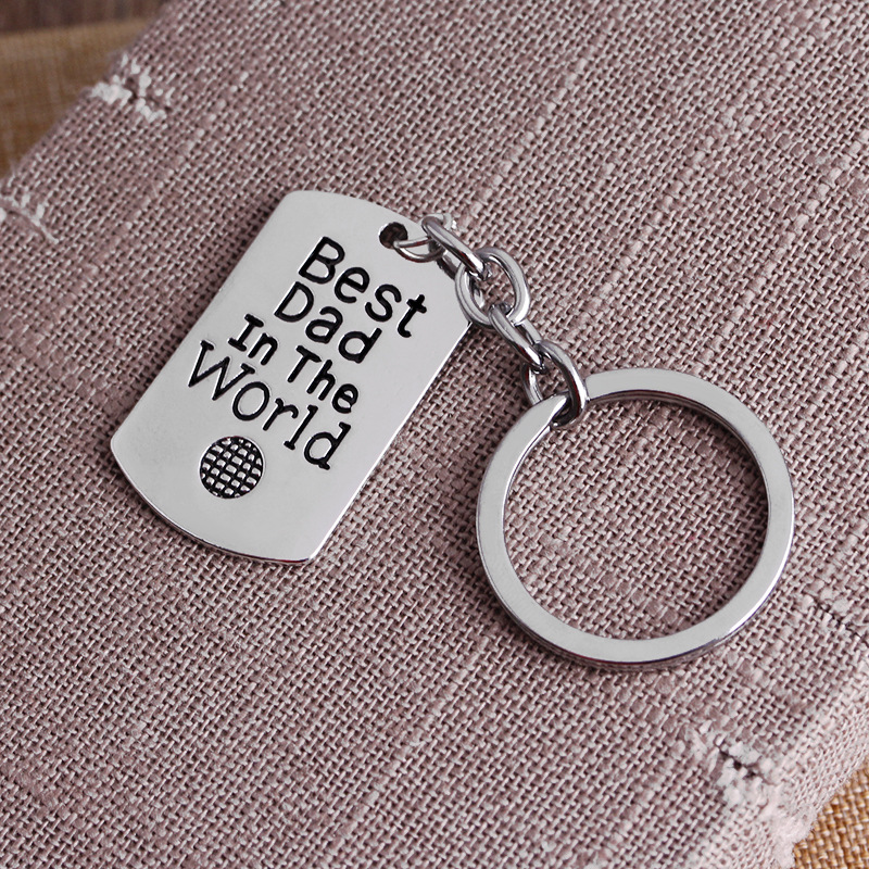 14g Weight Alloy, Metal Material Geometric Pattern Unisex Gender Fashion English Lettering Father's Day Alloy Keychain 6