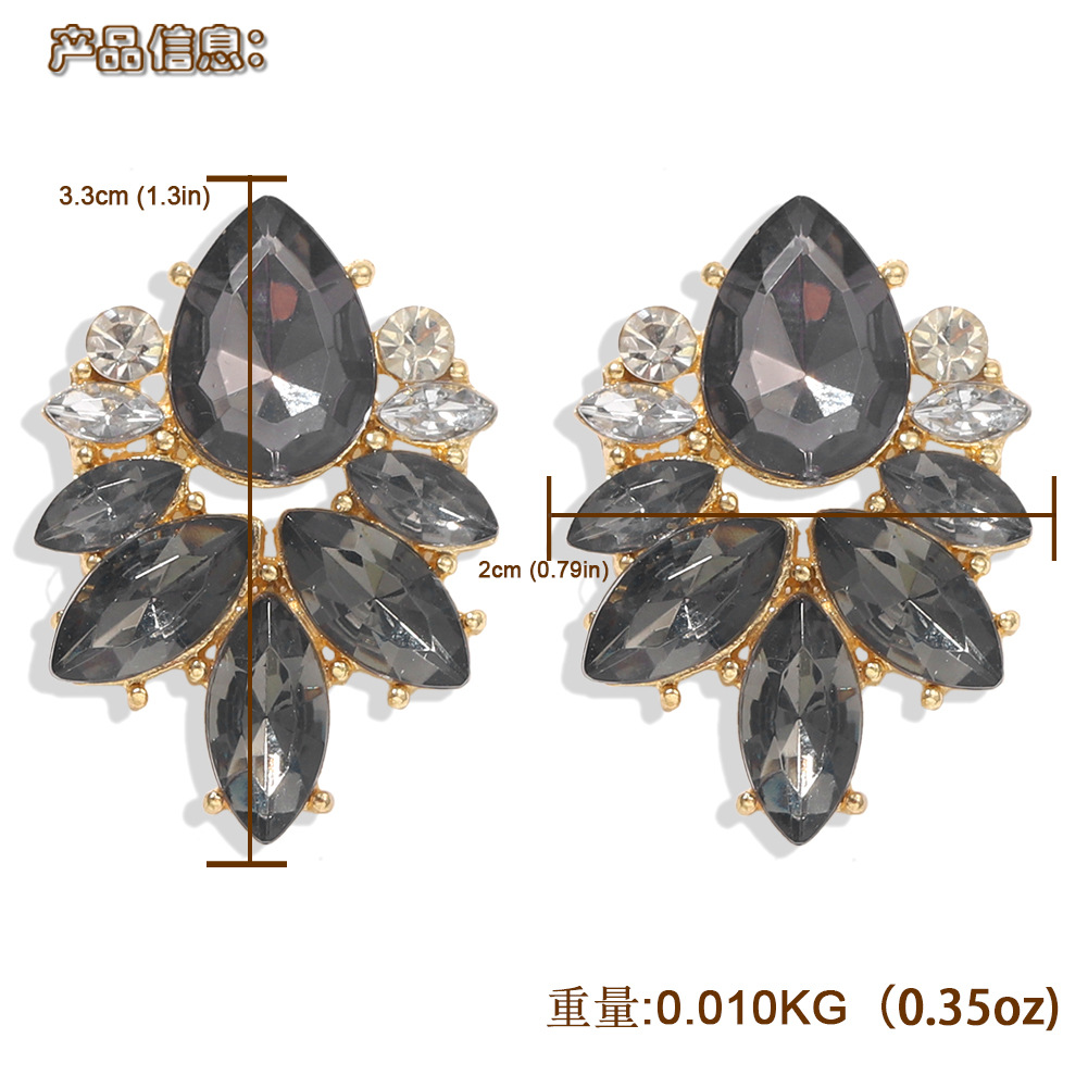 New Fashion Diamonds   Petals Water Drops Gemstones  Big Jewelry Earrings Nihaojewelry Wholesale display picture 2