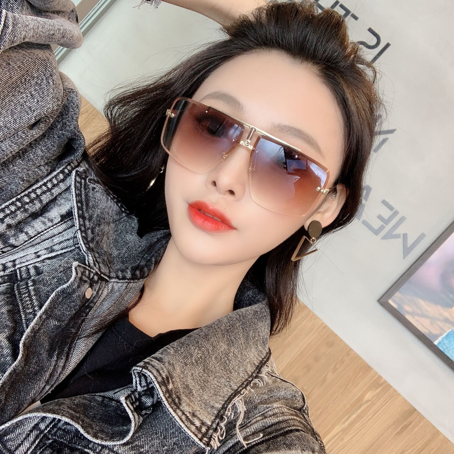 Frameless Square Sunglasses For Men Versatile Fashion Shades_voghion.com