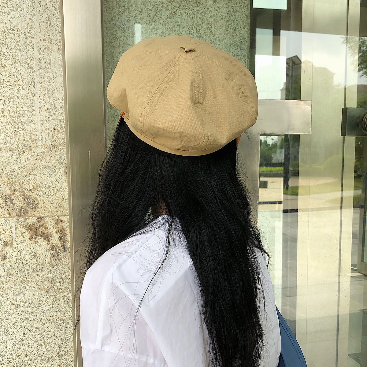 button double-sided solid color beret hat NSTQ21349