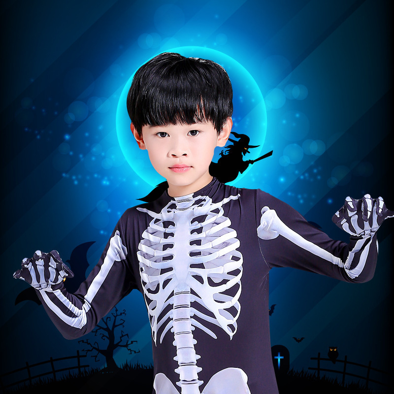 Halloween Costume Children's Skull Costume Skeleton Horror Play Game Parent-child Party Cosplay Costume