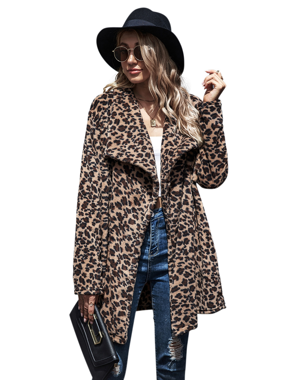 2020 autumn and winter imitation fur coat women s mid-length leopard print coat women s coat  NHDF94