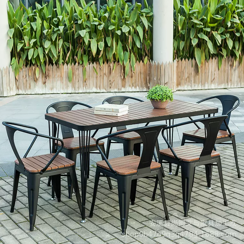 塑木桌椅组合户外酒店室外咖啡厅桌椅奶茶店酒吧庭院休闲阳台餐椅