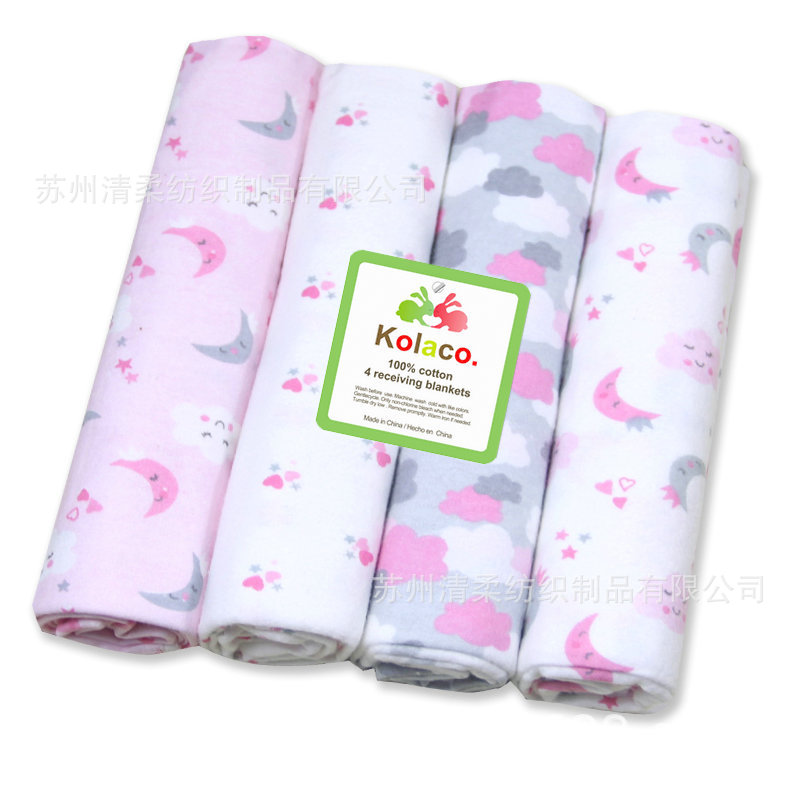 flannel blanket 棉法兰绒婴儿包布 绒布 棉毯4条装襁褓用品-阿里巴巴