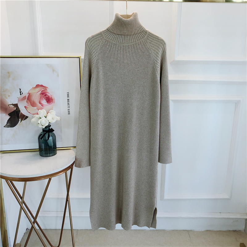 Demi-season knitted woolen dress