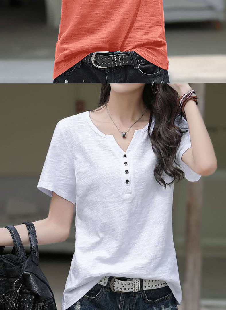 Women's T-shirt Short Sleeve T-shirts Casual Solid Color display picture 4