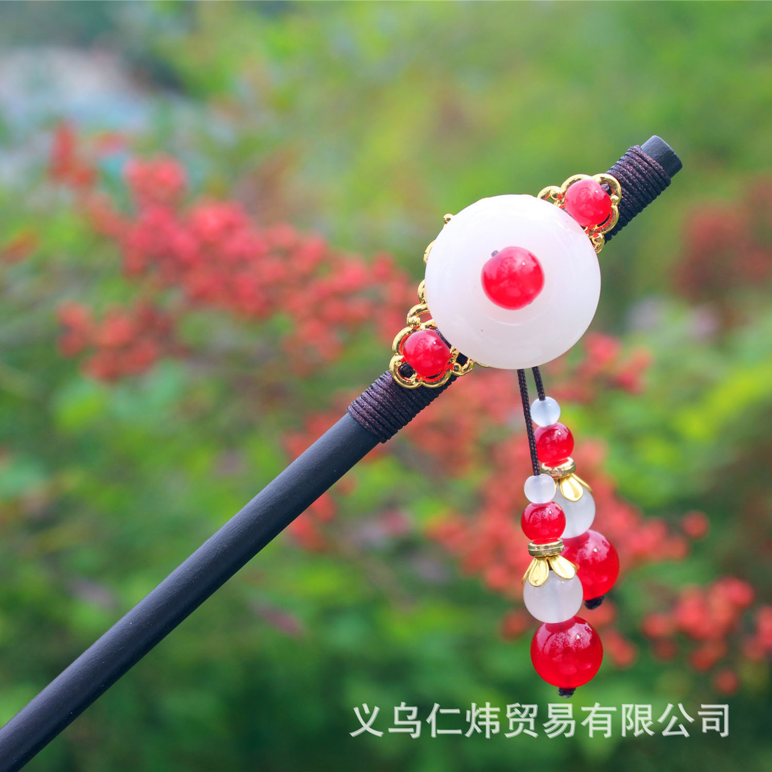 Temperamento clásico borla paso horquilla chica Hanfu tocado accesorios para el cabello hecho a mano horquilla de madera updo Internet celebridad antiguo traje palillos