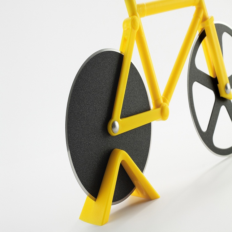 Bicicleta cortador de pizza de acero inoxidable Amazon transfronterizo creativo cortador de rodillos de pizza de doble rueda utensilios para hornear