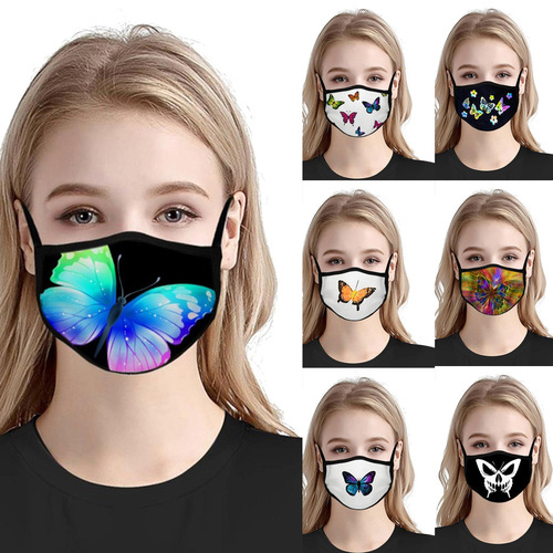 Reusable washable  face masks for unisex creative cartoon printed cotton mouth masks 