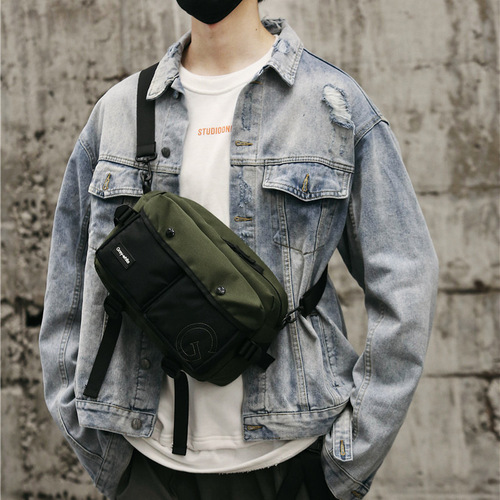 Cross-border wholesale shoulder bag men's trendy street fashion brand personality hip-hop retro casual student Korean version backpack messenger bag