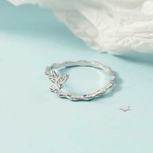 Korean style diamond-encrusted bamboo ring for women, trendy Internet celebrity, cool style, open adjustable index finger ring for students