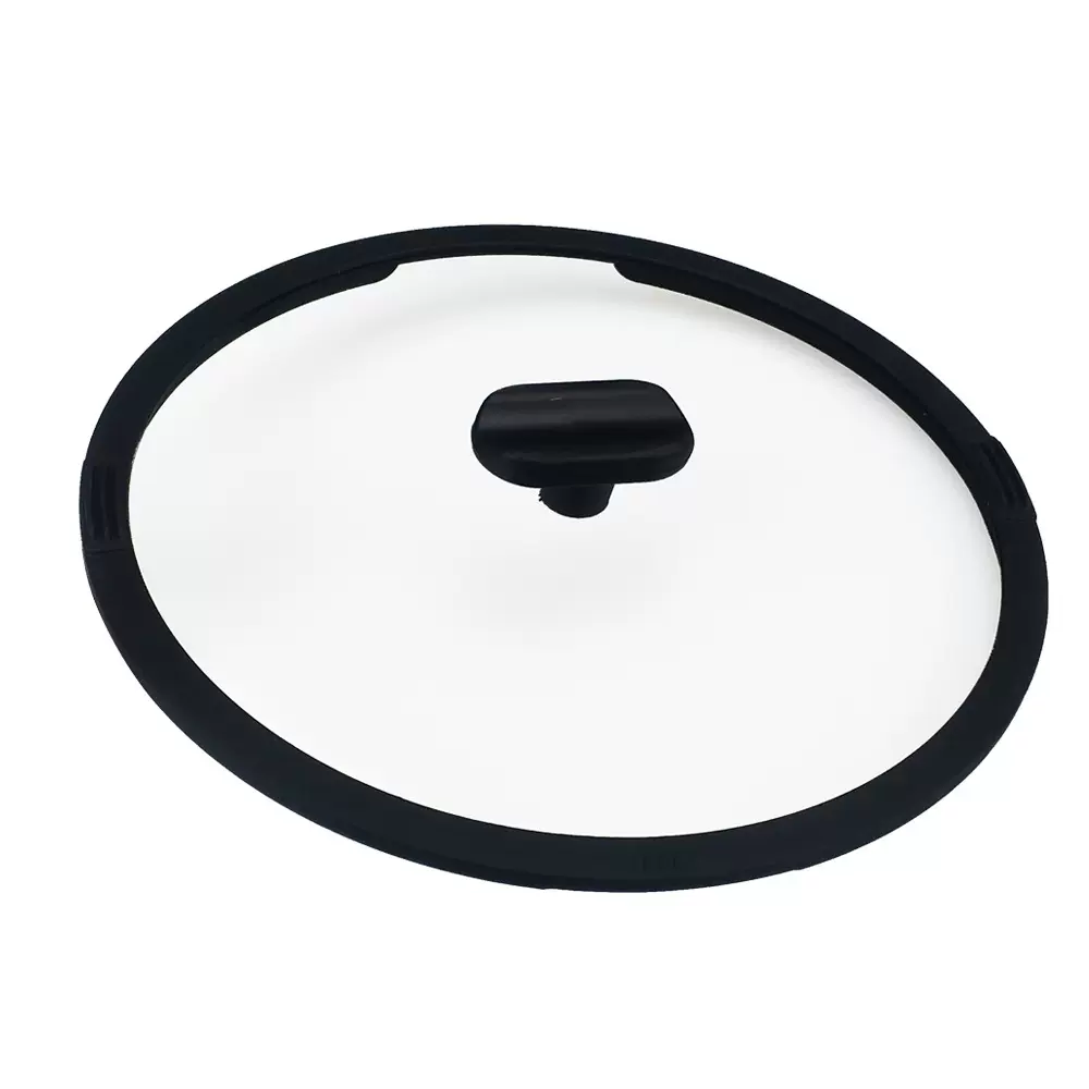 防溢钢化玻璃盖定制 多功能硅胶盖锅盖28CM