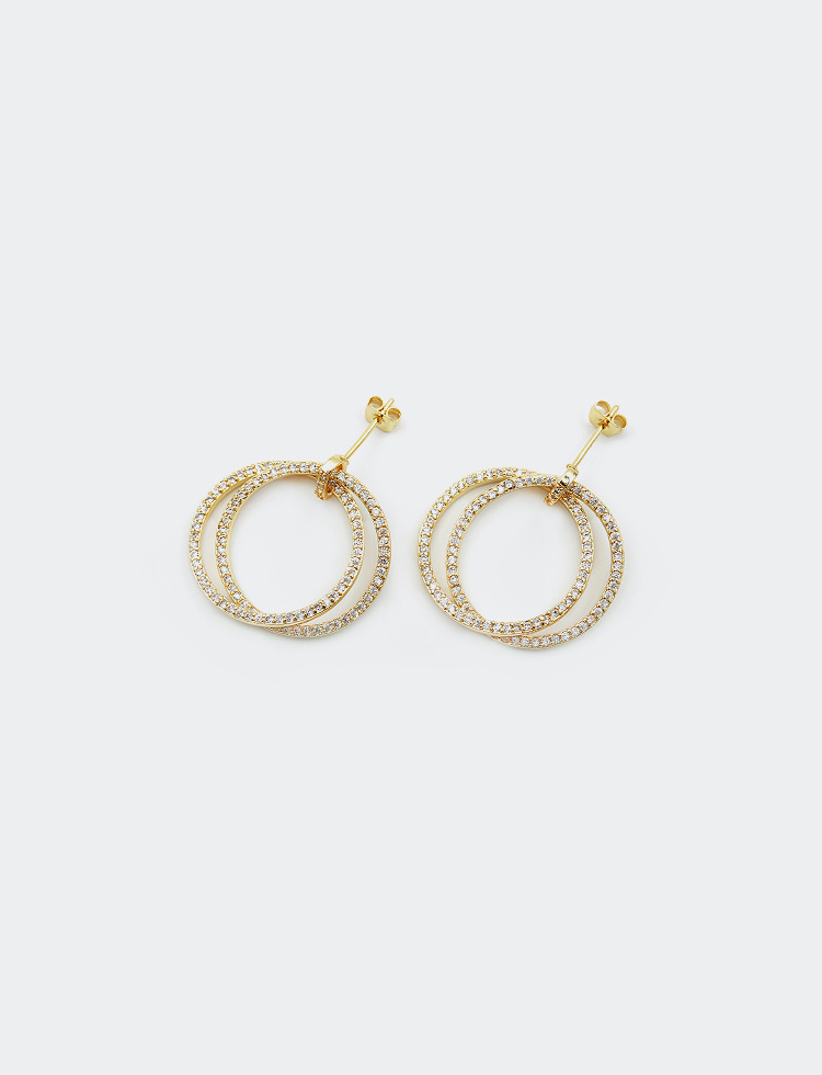 Simple Gold-plated Zircon Circle Copper Earrings display picture 4