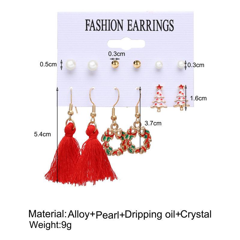 New Christmas Earrings Creative Retro Pearl Tassel Earring Set display picture 1