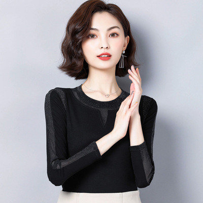 长袖打底衫女2020秋冬新款性感气质内搭螺纹纯色简约打底衫上衣|ru