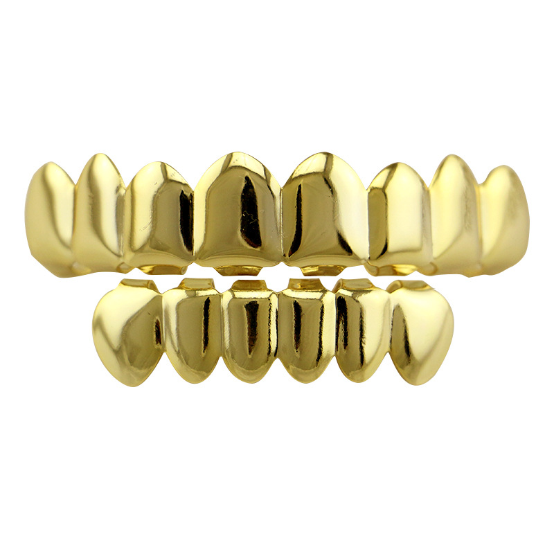 Hip Hop Braces 18K Real Gold Plated Uppe...