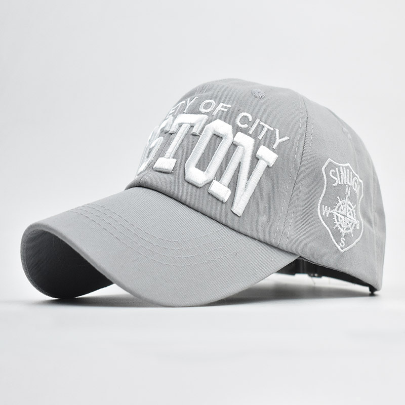 Nuevo sombrero transfronterizo gorra de béisbol Boston bordado de letras grandes gorra de pico 3D clásico gorra de bordado tridimensional