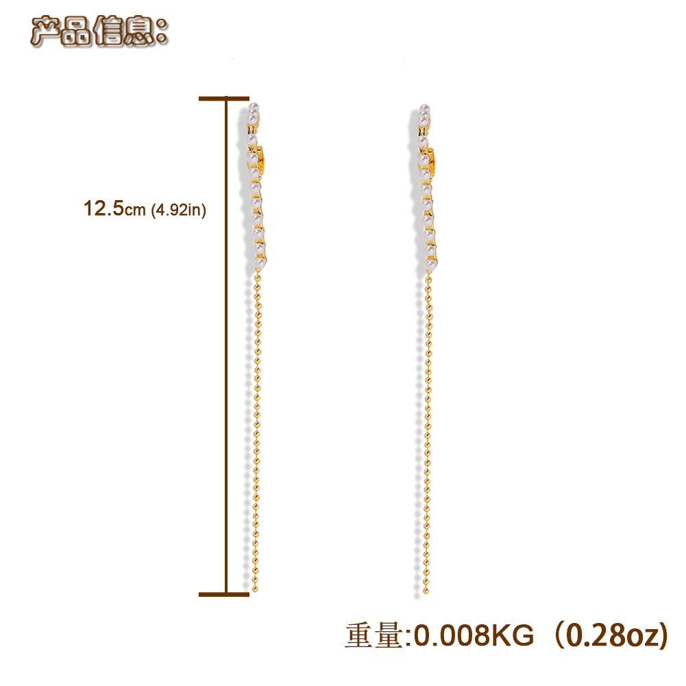 925 Silver Needle Fashion Simple Alloy Pearl Earrings Ball Tassel Earrings Women display picture 1