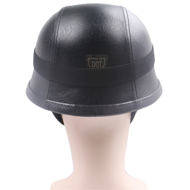 New Black Leather ZR307 American Brand WWII Retro M35 Shape Harley Helmet_voghion.com