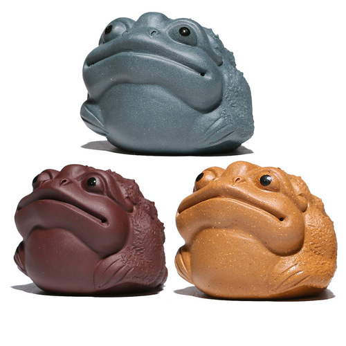 Manufacturer wholesale Yixing purple sand three-legged golden toad handmade tea pet toad tea ceremony ornaments can be kept and played with