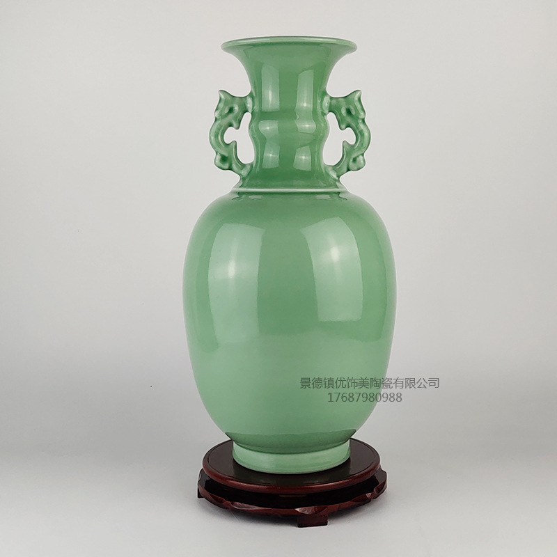 景德镇青瓷花瓶陶瓷器插花器家居饰品摆件家居客厅餐厅装饰可定制