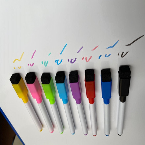 Wholesale street stall high-quality erasable color whiteboard pens with tape brush 8-color whiteboard pen set sufficient supply