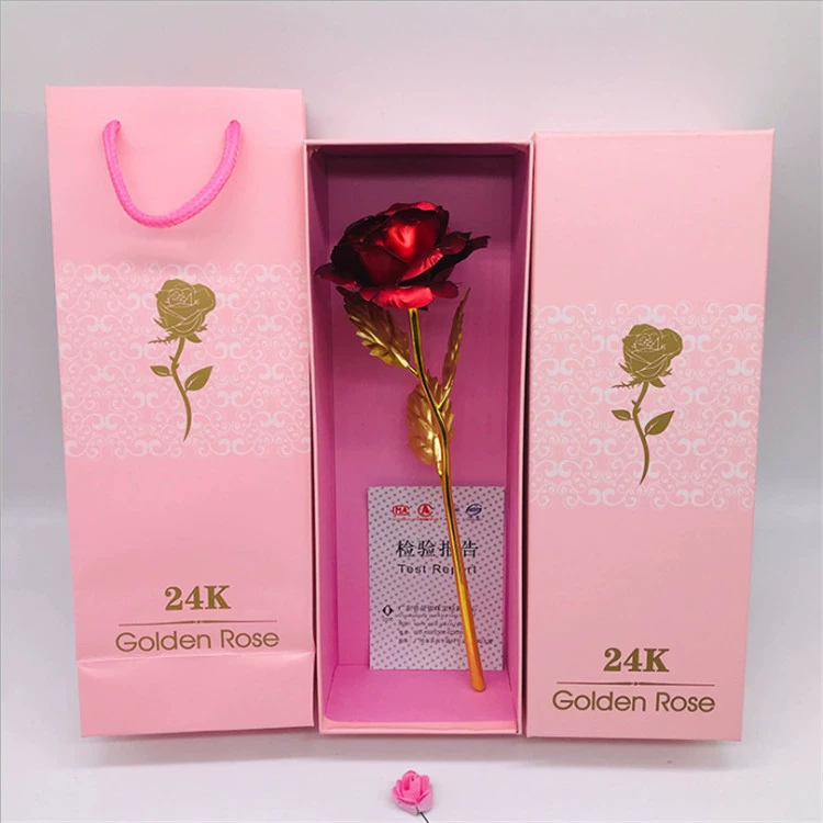 Золотистое покрытие розы, роза из 24K фольги, декоративная, в подарочной коробке, 25 см