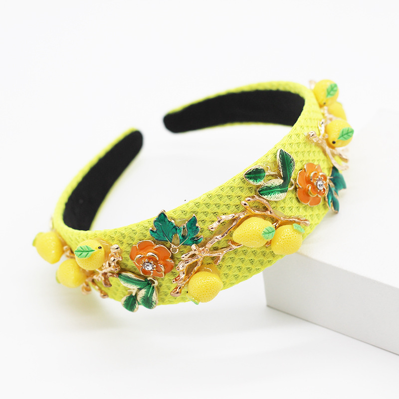 Baroque Headband Fashion Prom Catwalk Lemon Geometric Bracelet Headband Set Wholesale display picture 4