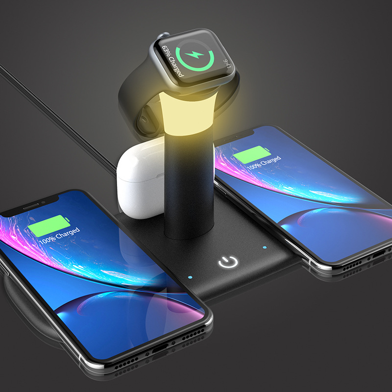 新款私模五合一多功能小夜灯15W无线充电器适用于苹果12华为跨境|ms