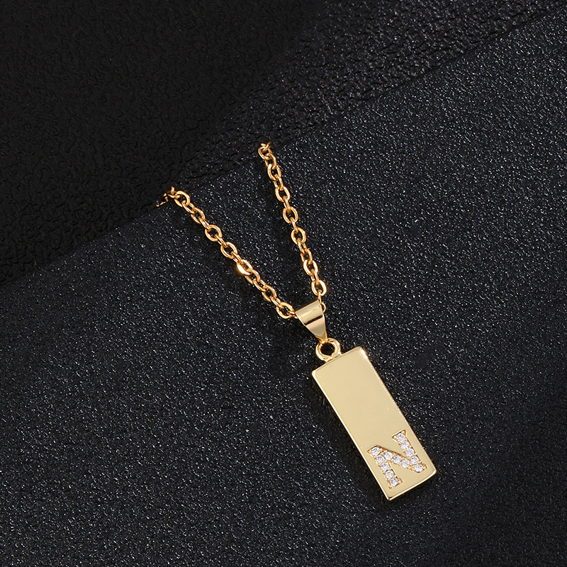 Daily Occasion Stainless Steel Material Casual Fashion Letter Stainless Steel Inlay Zircon Pendant Necklace 1 Piece