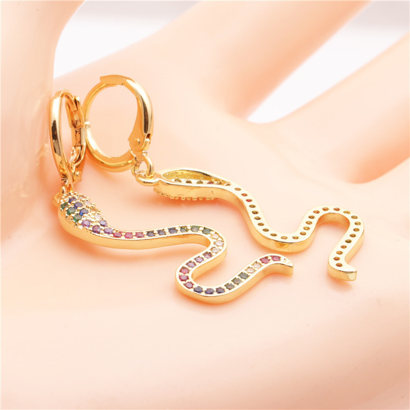 Jewelry Earrings Hot Sale Earrings Micro Inlaid Zircon Snake Earrings Wholesale Nihaojewelry display picture 2