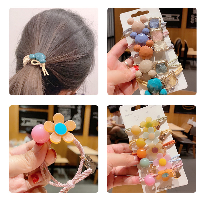 Estilo coreano ~ cuerda de pelo de los niños diosa lazo del pelo banda de goma internet celebridad ins mickey chica cola de caballo tocado flor banda de pelo cuerda de pelo