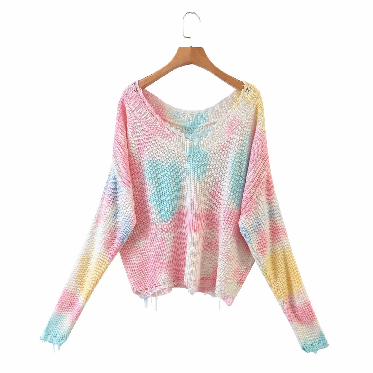 strapless tie-dye irregular women s sweater  NSAM5007