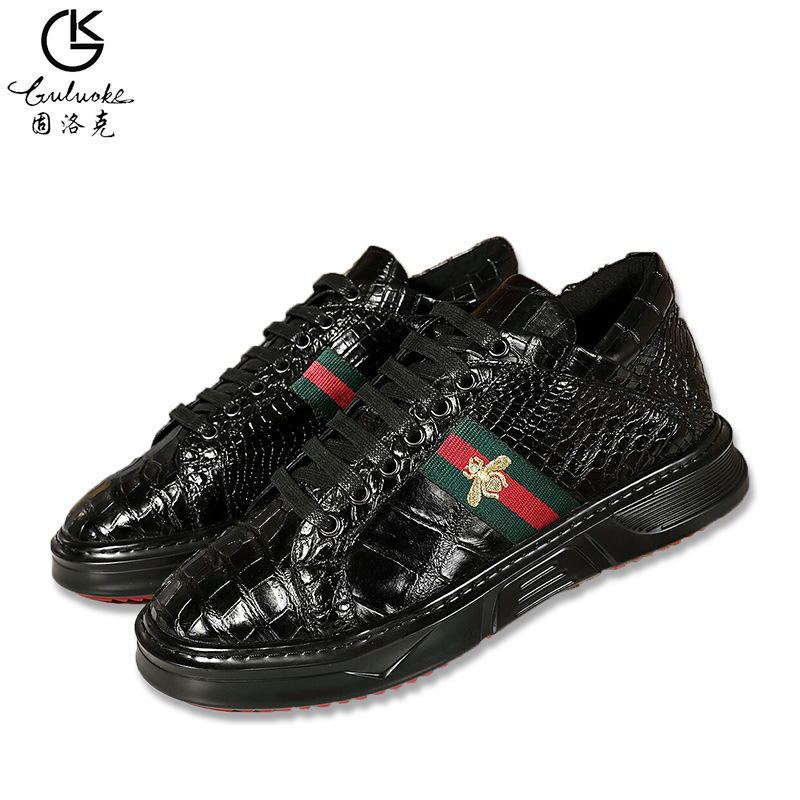 New Sneakers Casual Breathable Soft Crocodile Belly Genuine Leather Sneakers Mcqueen Low-Top 38-44 Full Set Size