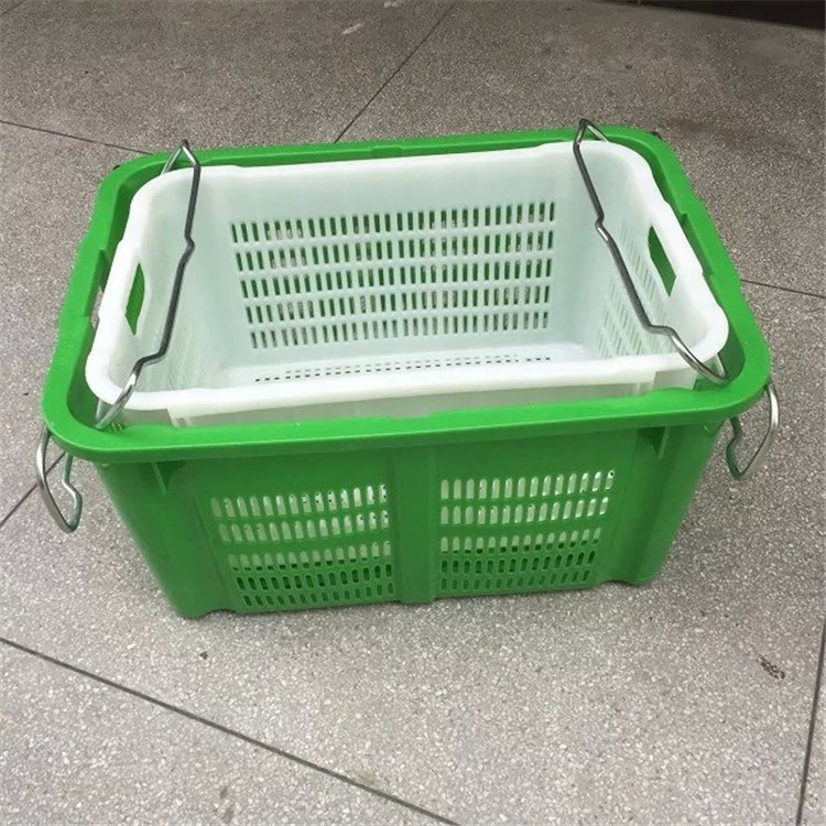 带铁耳周转箩 广西PE材质胶萝630*450*350阳江塑胶物料筐 有孔