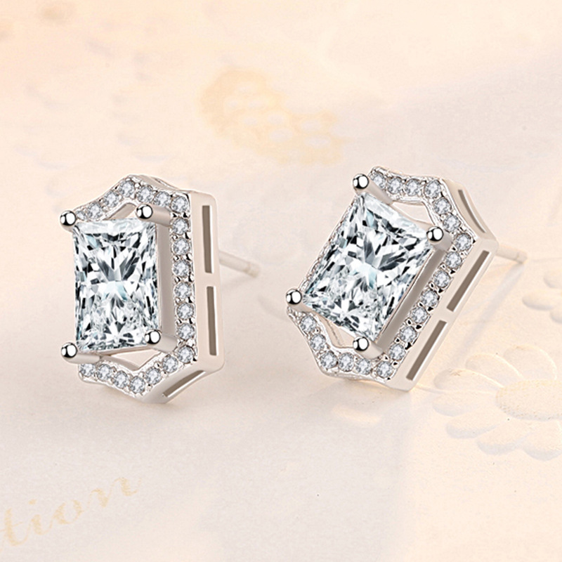 Trend rectangular fashionable elegant copper earrings