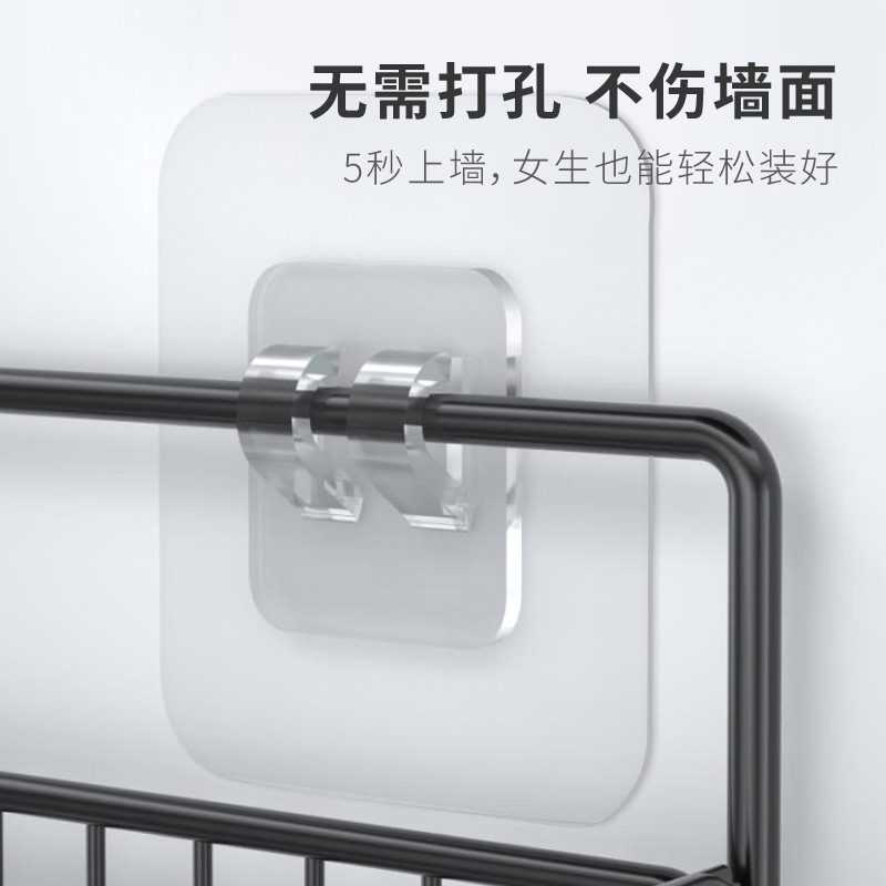 Rack de almacenamiento de baño directo de fábrica sin perforar montado en la pared de almacenamiento de hierro rack de almacenamiento de cocina y baño