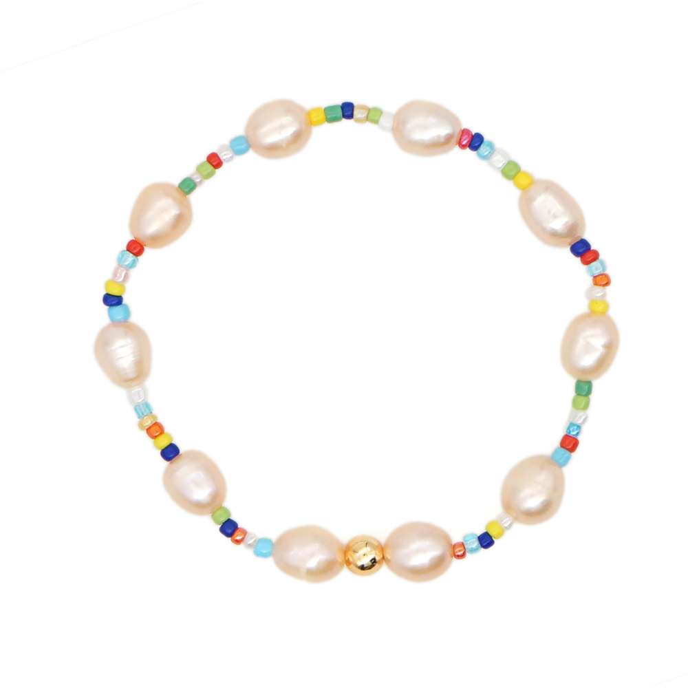 Simple Natural Freshwater Pearl Bracelet Original Design Woven Color Rice Beads Handmade Jewelry Wholesale Nihaojewelry display picture 1