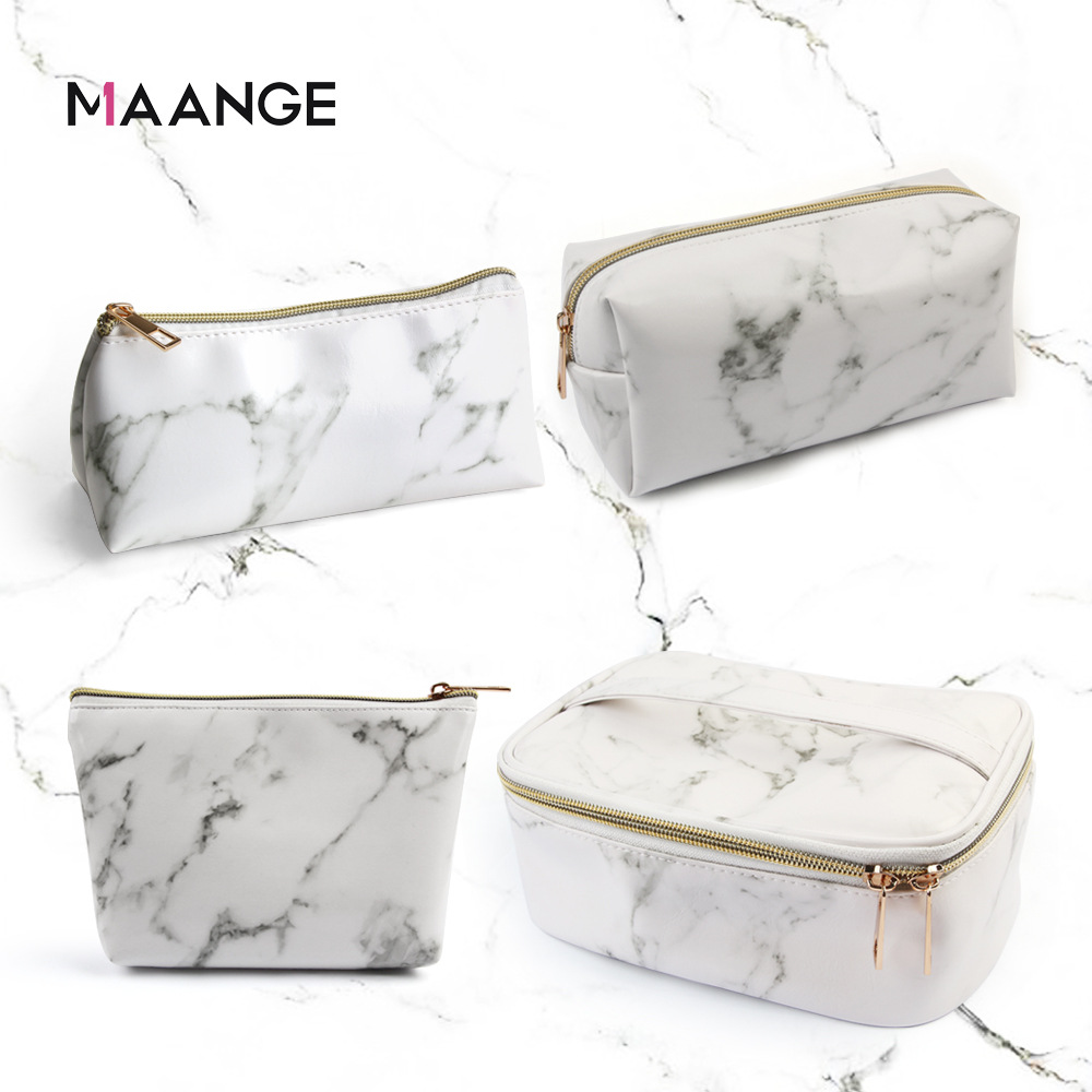 Set de 3 bolsas de brochas de maquillaje – Diseño mármol, portátiles, con función de almacenamiento (venta transfronteriza)