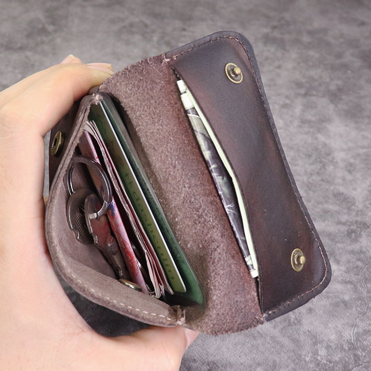 New Plant Tanned Leather Zero Wallet for Women's Minimalist Cover Style Large Capacity Card Storage Used Wrinkle Bag_voghion.com