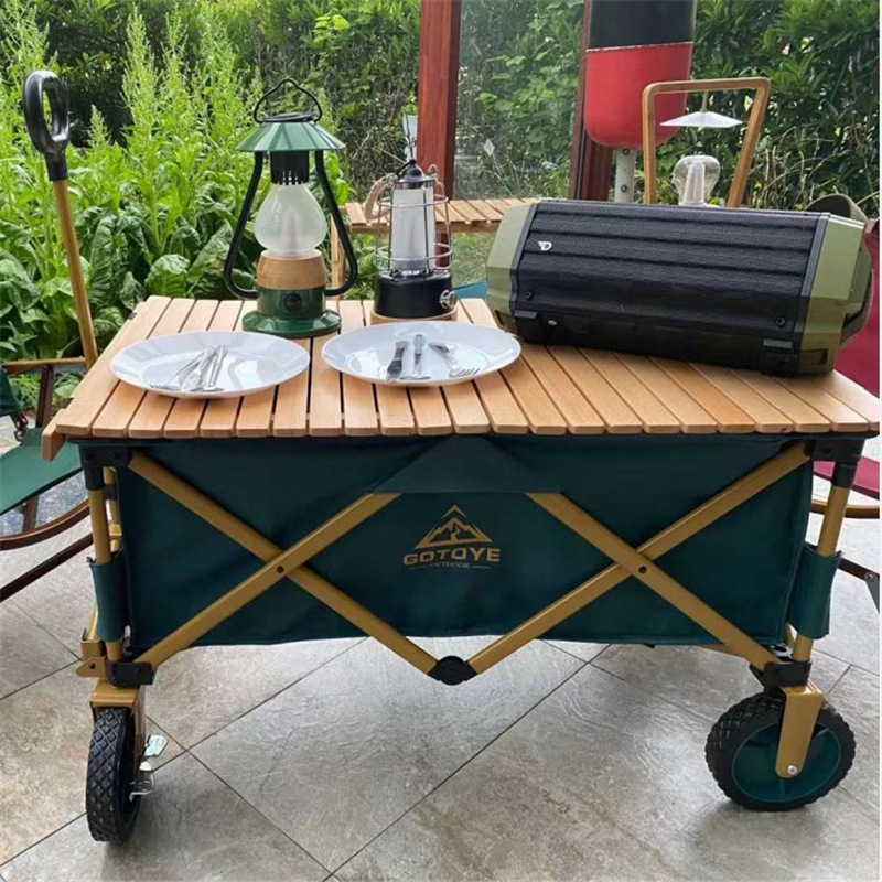 GOTOYE Camping en el hogar al aire libre Carrito portátil multifuncional Empuje práctico Carrito de carga ligero plegable
