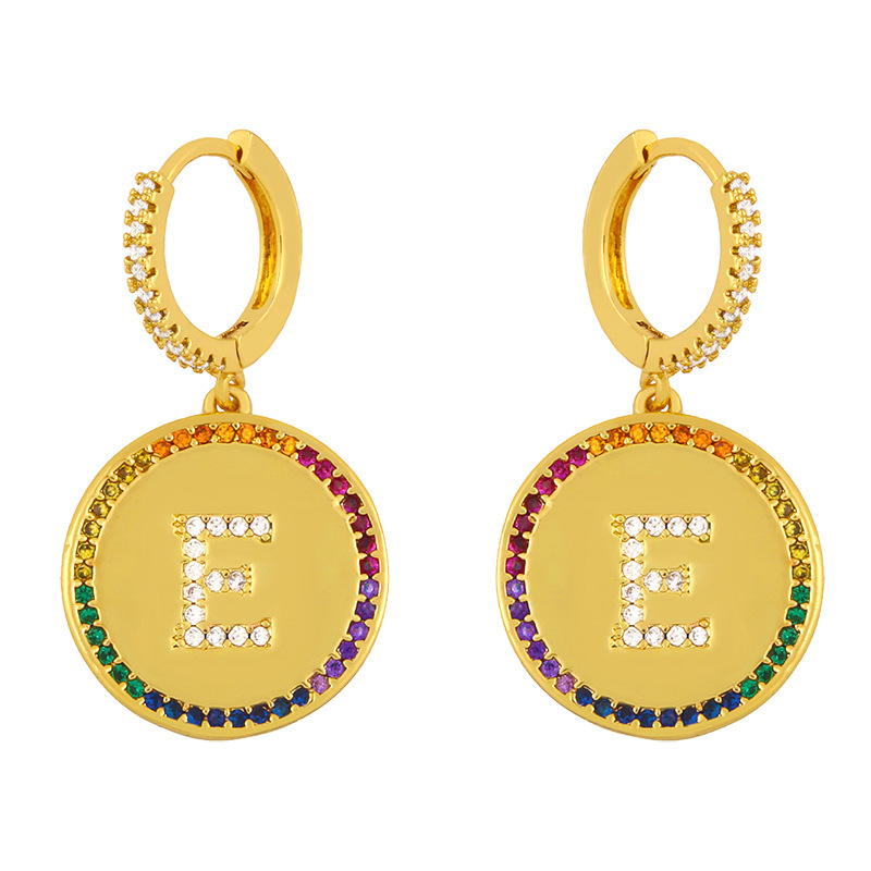 Fashion 26 English Alphabet  Inlaid Color Zircon Earrings display picture 25