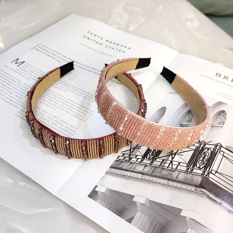 Korean Fashion Wide-brimmed Hand-woven Crystal Hair Band High-end Luxury Fashion Hairpin Boutique Pressure Headband Female Hair Accessories Wholesale Nihaojewelry display picture 4