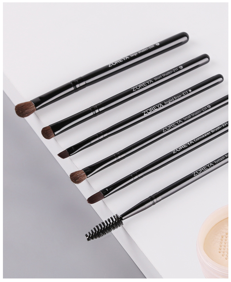 Zoreya Beauty Tools 6 Kleine Sets Klassische Schwarze Holzgriff Kleine Pferde Haar Lidschatten Pinsel Tierhaar Make-up Pinsel display picture 3